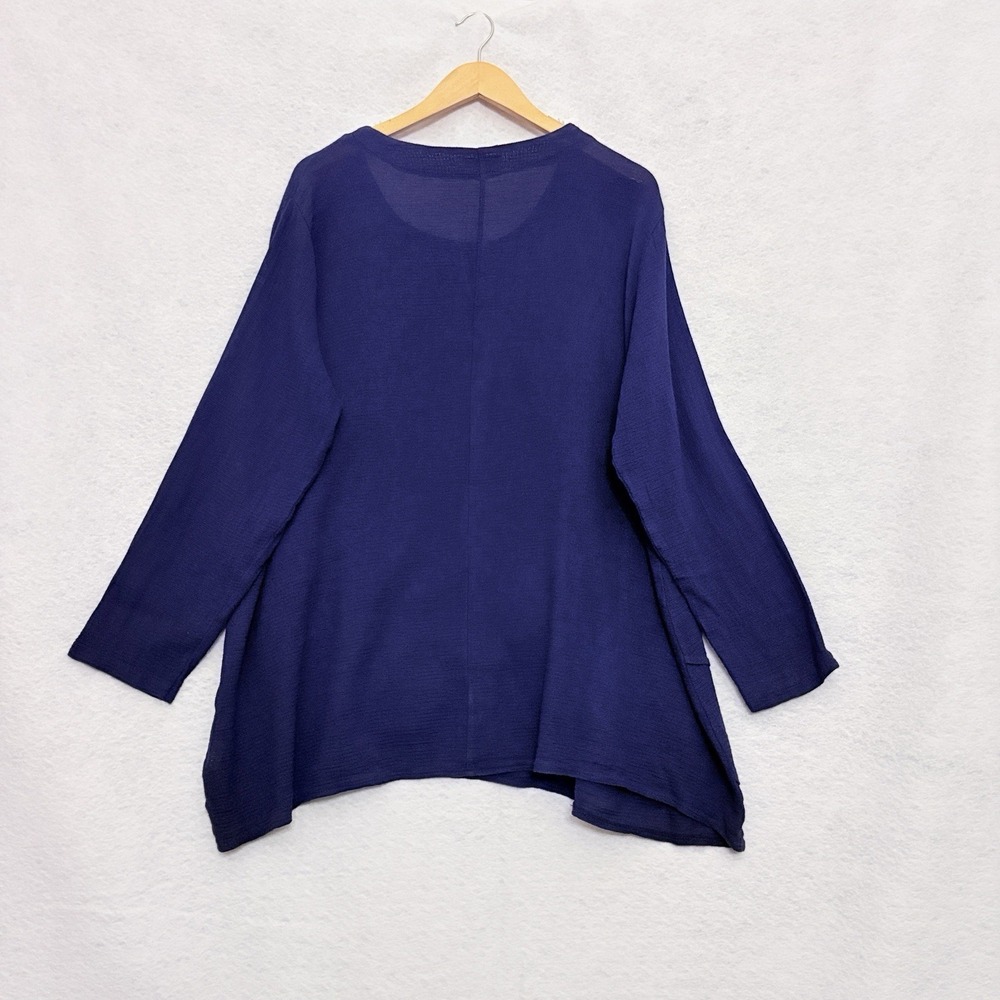 Made In Italy Linen Blend Tunic Flower Applique Lagenlook XL Oversized Woven - Picture 2 of 7